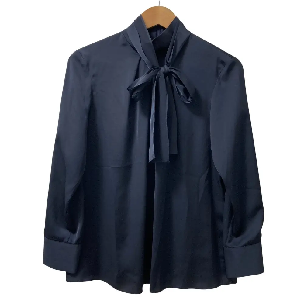 24AW theory luxe セオリーリュクス NOLLY JACQUELINE リボン ボウタイ 長袖 ブラウス サイズ38 ネイビー