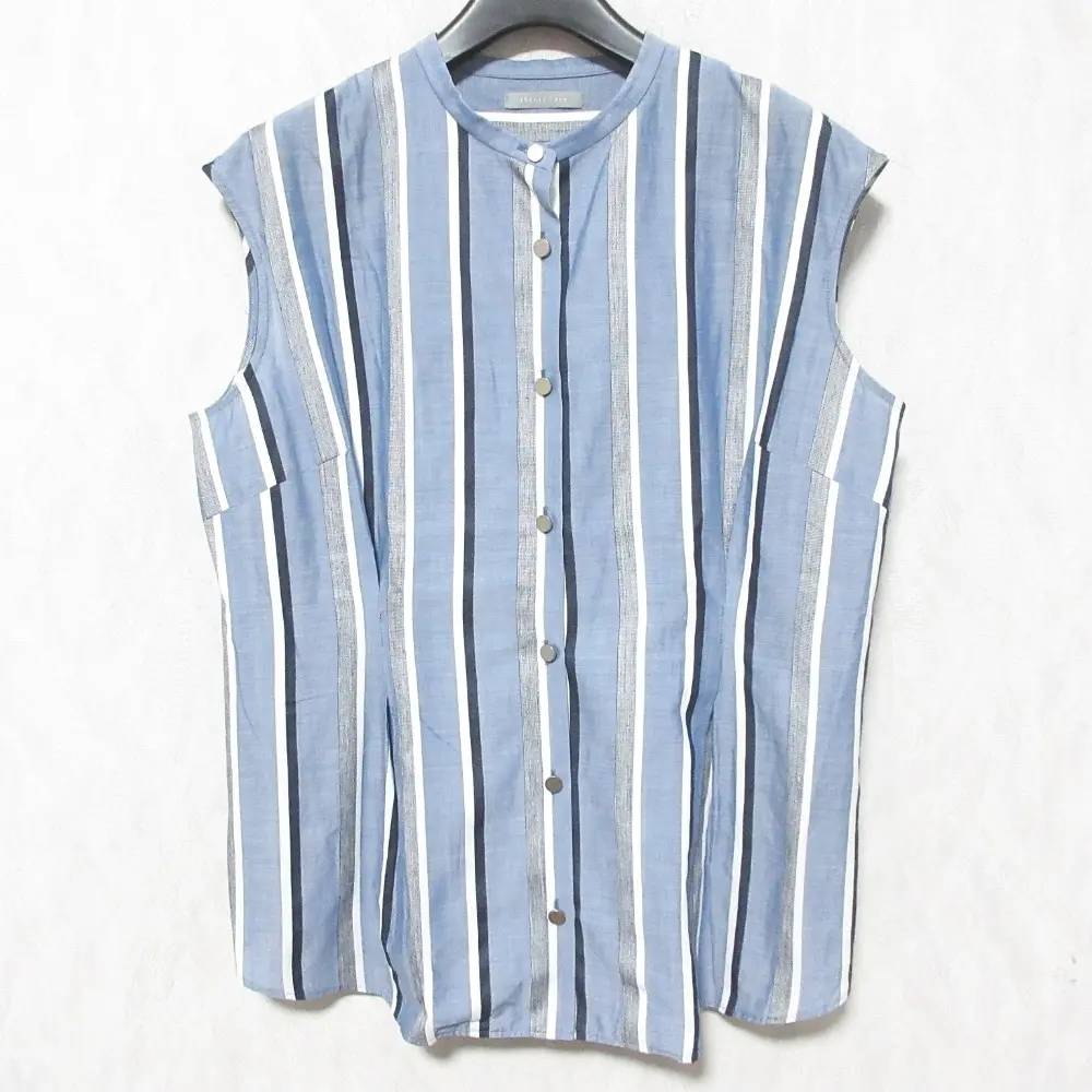 22SS theory luxe セオリーリュクス ストライプ ノースリーブシャツ サイズ38 ネイビー系