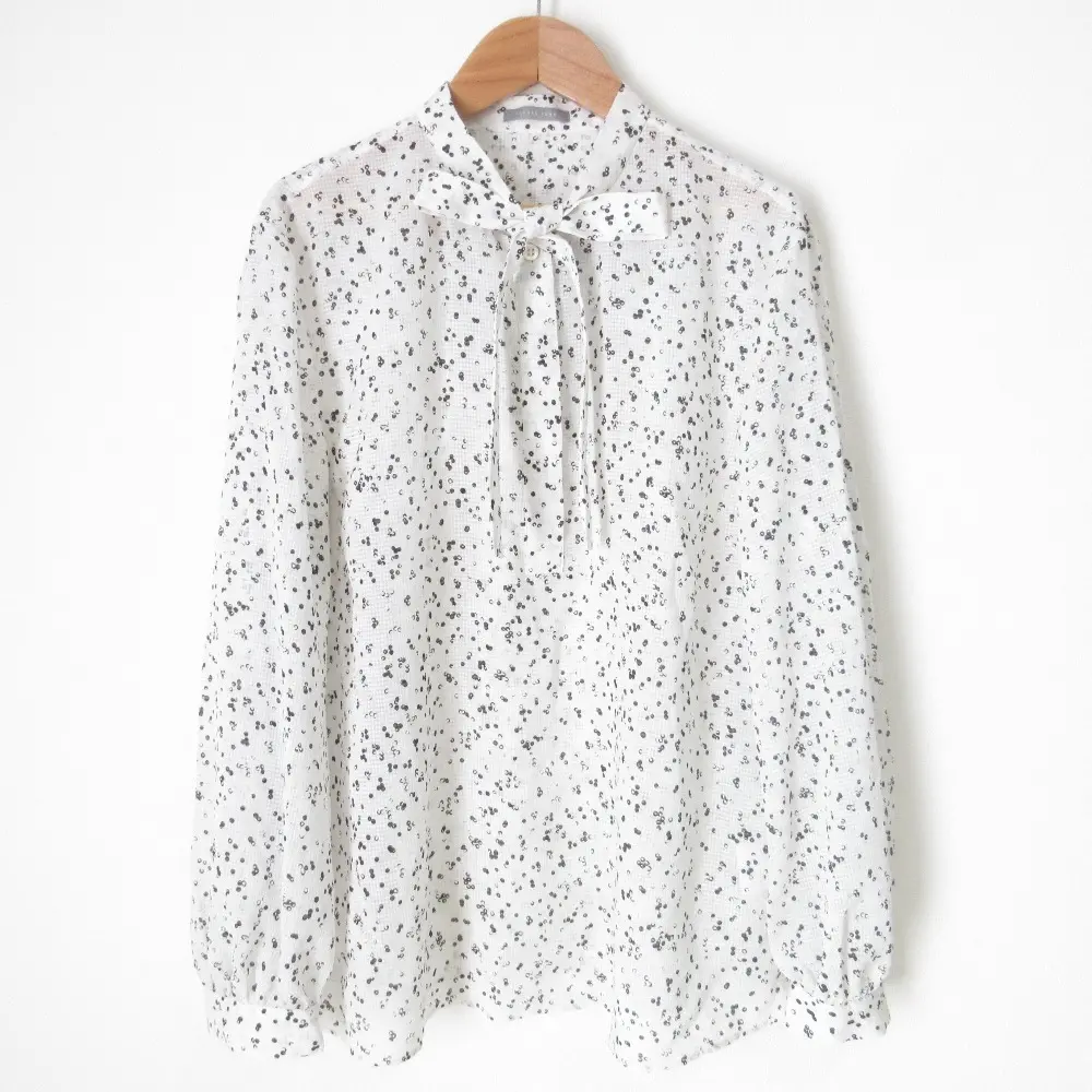25SS Theory luxe セオリーリュクス DOTTY PRINT JINA ボウタイ付きブラウス シャツ 40 ホワイト