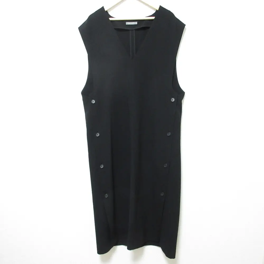 25SS theory luxe セオリーリュクス LUVE KONA Vネック ノースリーブ ワンピース サイズ40 ブラック