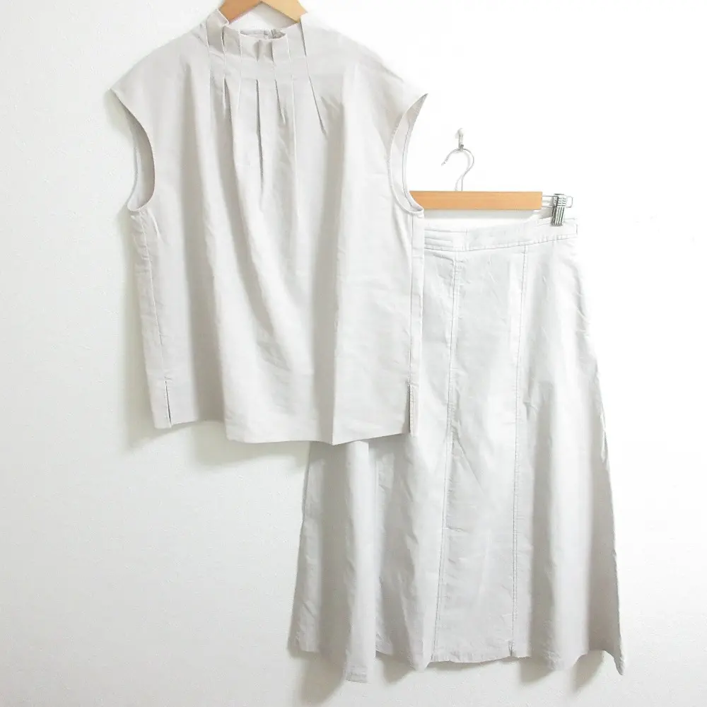 25SS theory luxe セオリーリュクス LUSH LINEN SHAYNE ESLY ブラウス スカート セットアップ サイズ38/40 アイスグレー