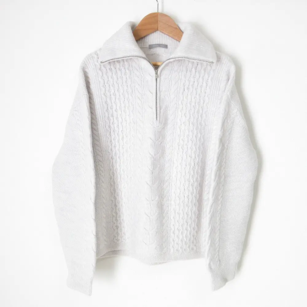 24AW Theory luxe セオリーリュクス FELTED KNIT SHERRY ハーフジップニット セーター 38 ライトグレー