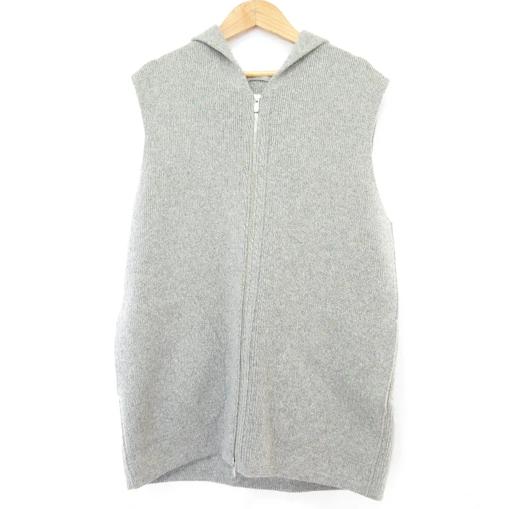 23AW Theory luxe セオリーリュクス CHELSEA VITA フード付き ニット ベスト サイズ38 グレー
