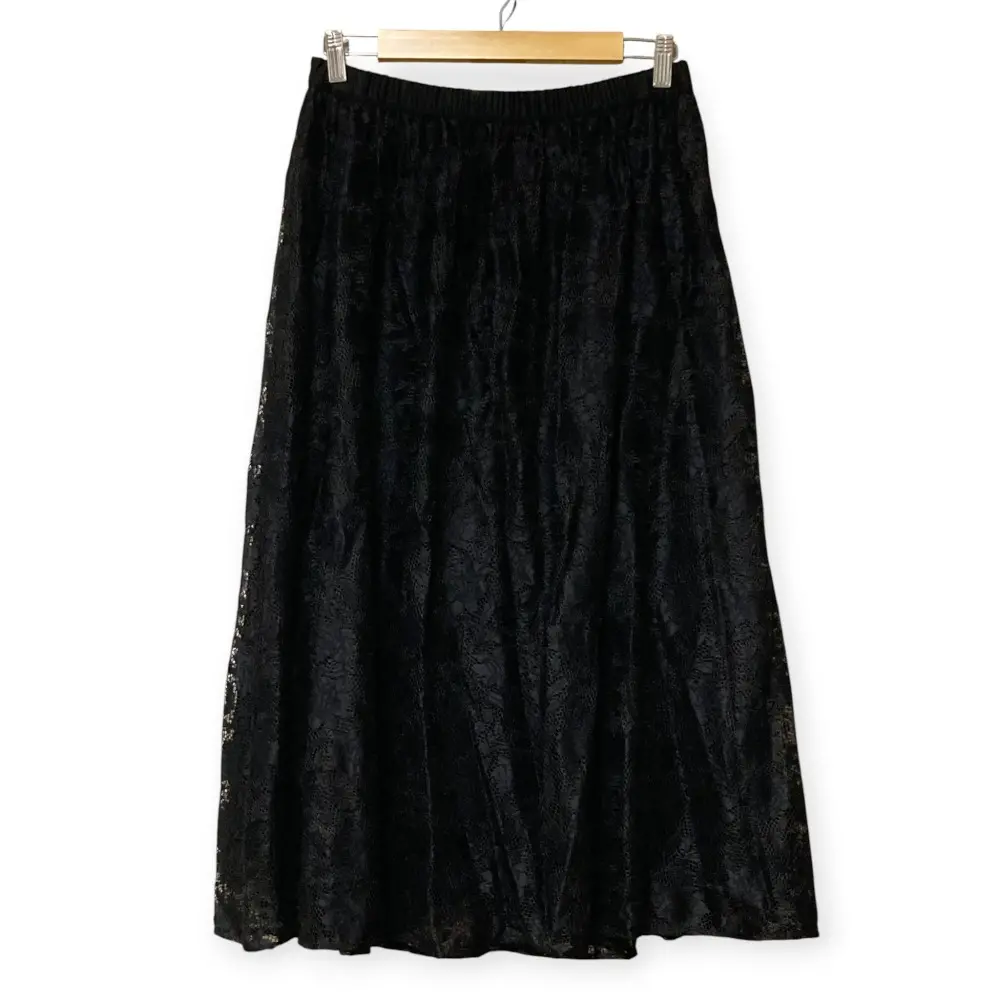 theory luxe セオリーリュクス FLORAL LACE PRISSI フラワーレース イージー ロングスカート サイズ40 ブラック