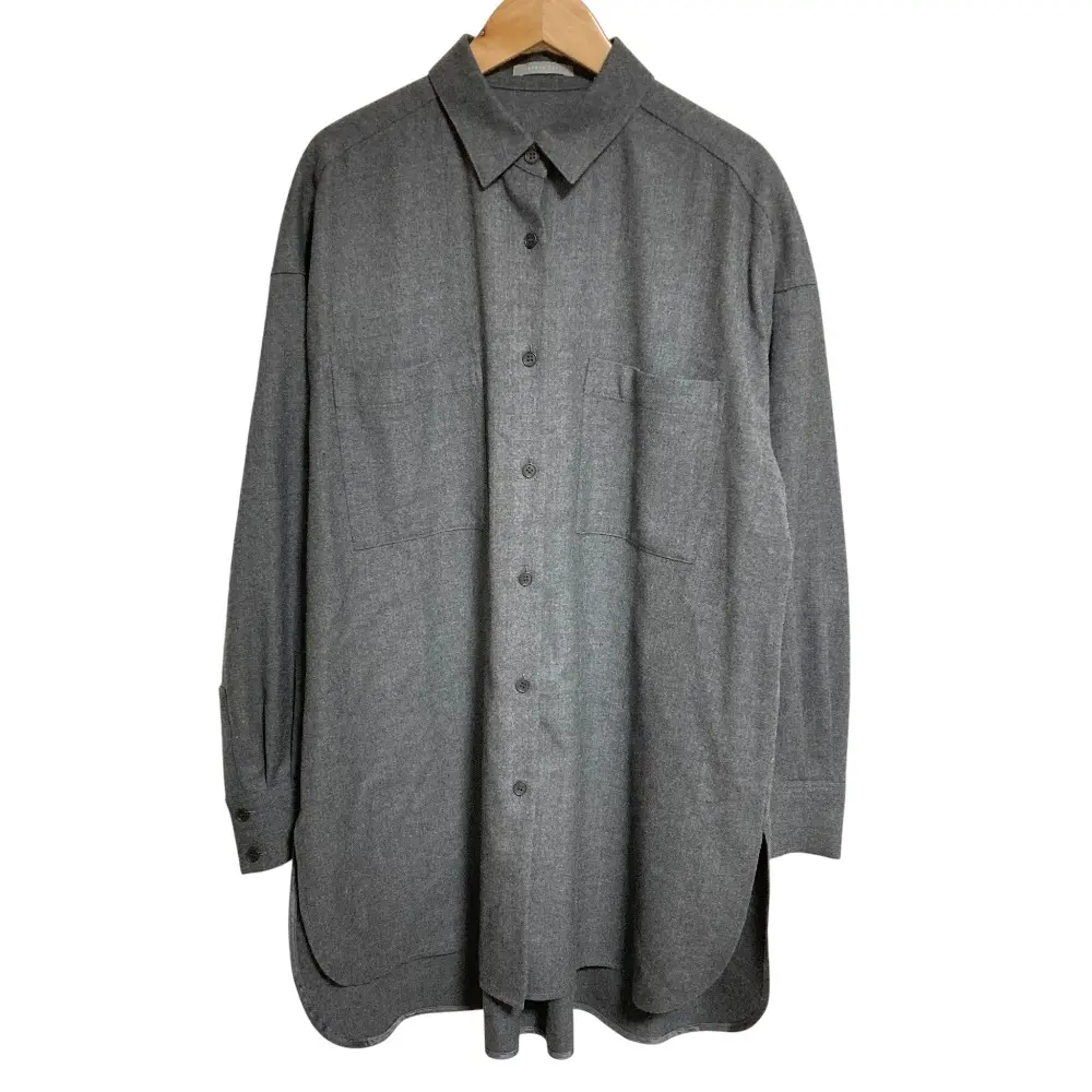 Theory luxe セオリーリュクス サキソニーソフト ロングスリーブ オーバーサイズ シャツ ブラウス チュニック 38 グレー