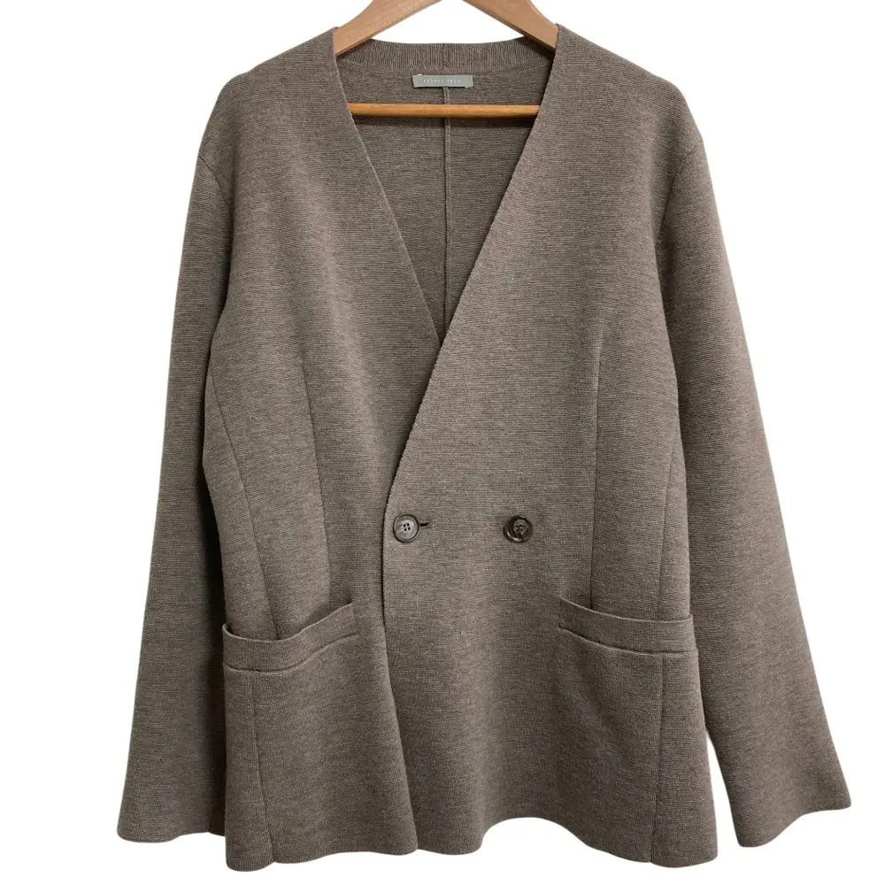 Theory luxe セオリーリュクス EDGWARE TONY ダブルブレスト ニットジャケット サイズ38 ブラウンベージュ