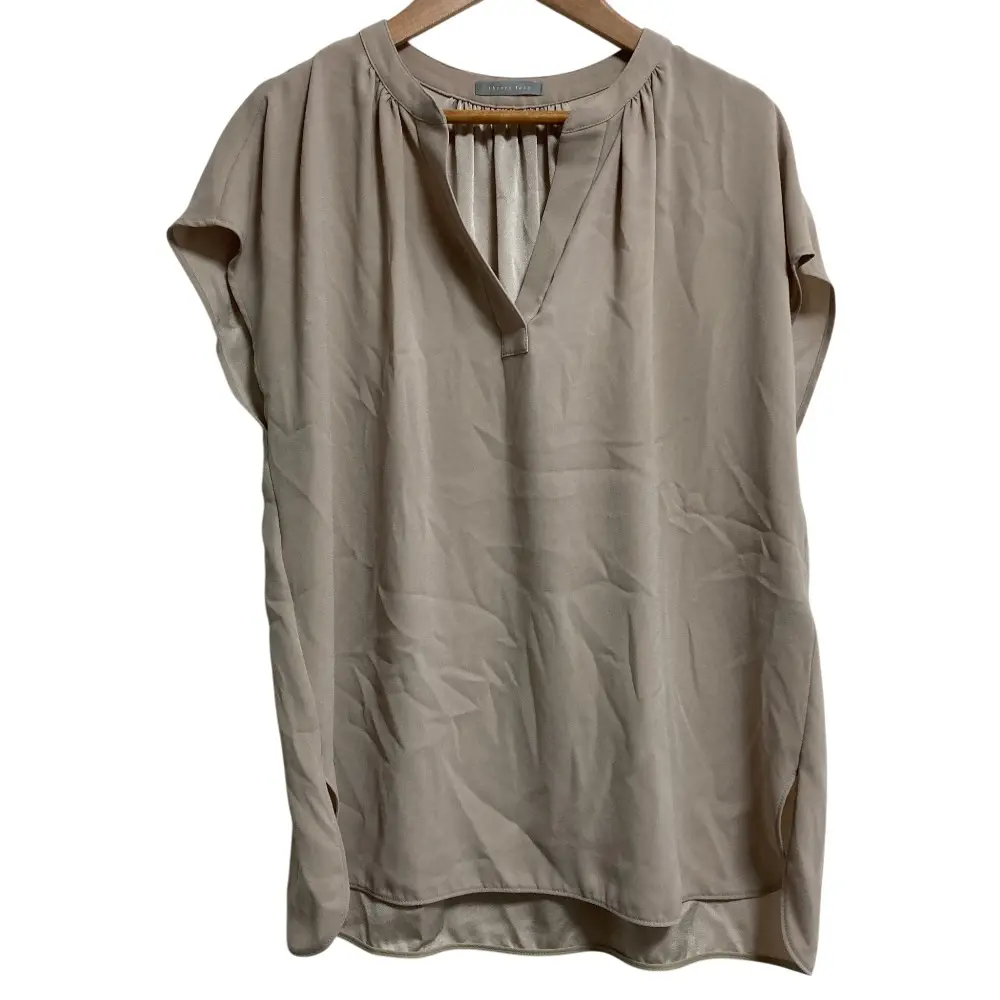 25SS Theory luxe セオリーリュクス FLOW LITZY フレンチスリーブブラウス サイズ38 ベージュ