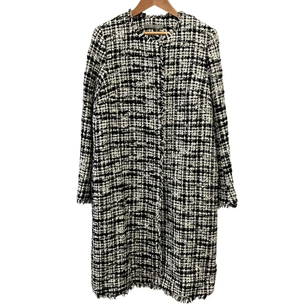Theory luxe セオリーリュクス GLOW TWEED WAG ノーカラーコート 38 ブラック ホワイト