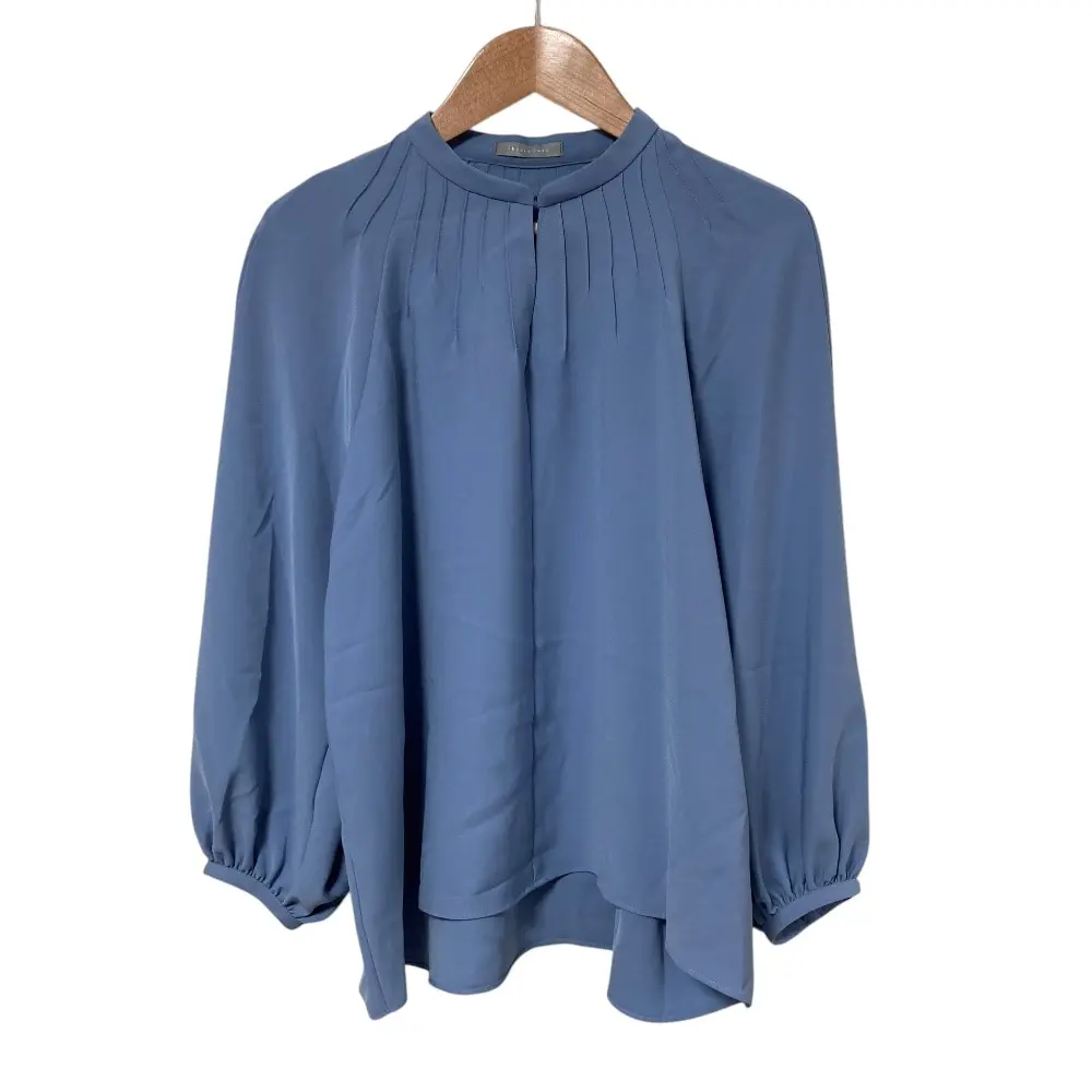 24AW Theory luxe セオリーリュクス MARVINE CAMILA タックネック ブラウス 小さいサイズ32 ブルー