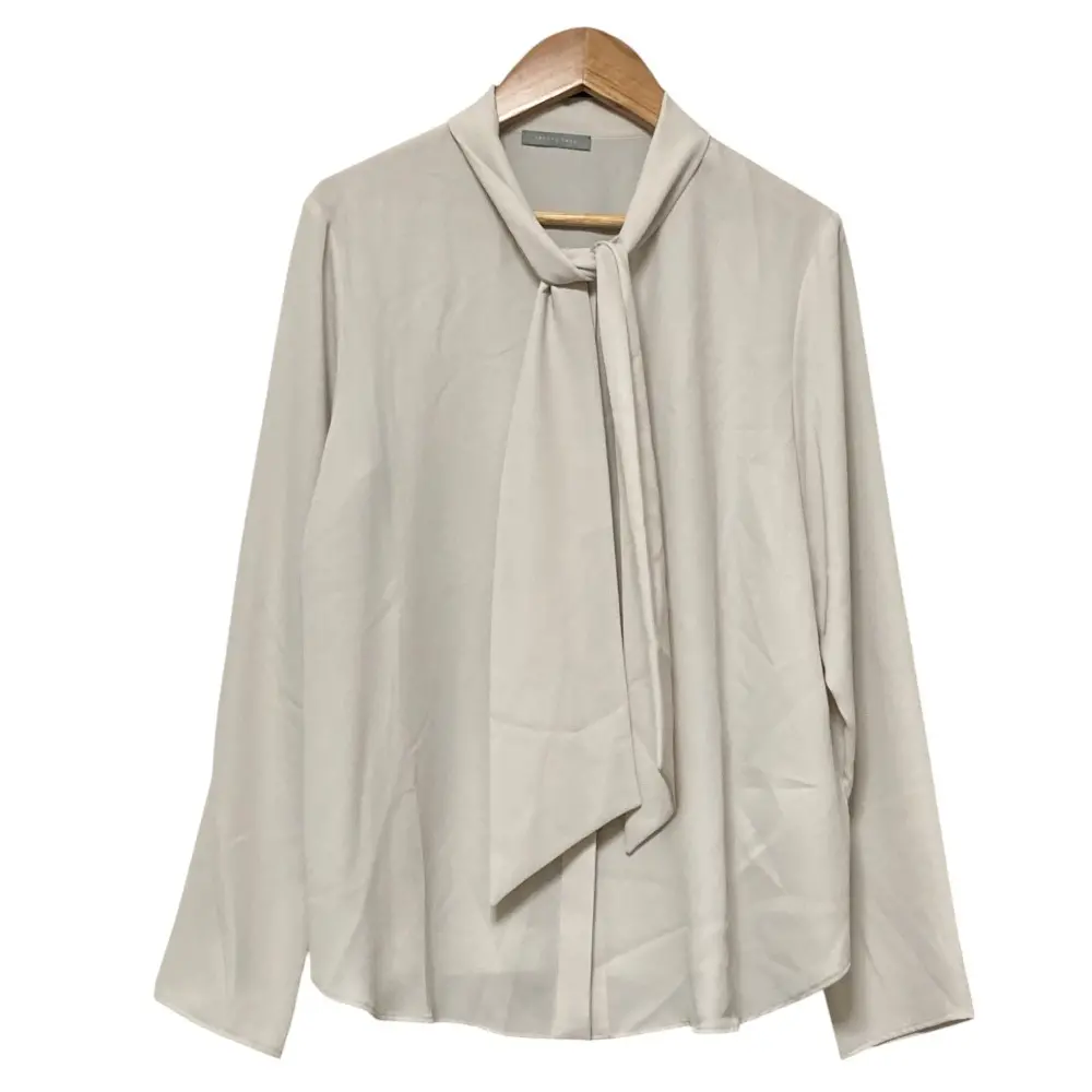 theory luxe セオリーリュクス HEAVY PEARL ロングスリーブ ボウタイブラウス サイズ40 ライトベージュ