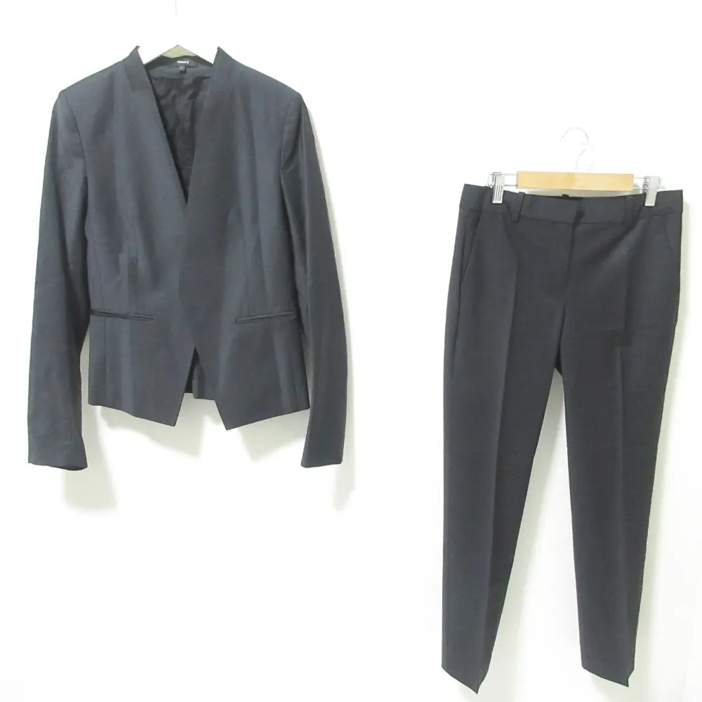 Theory セオリー SUPER TAYLOR ストレッチ ノーカラージャケット×パンツ スラックス スーツ セットアップ 2/4 ブラック