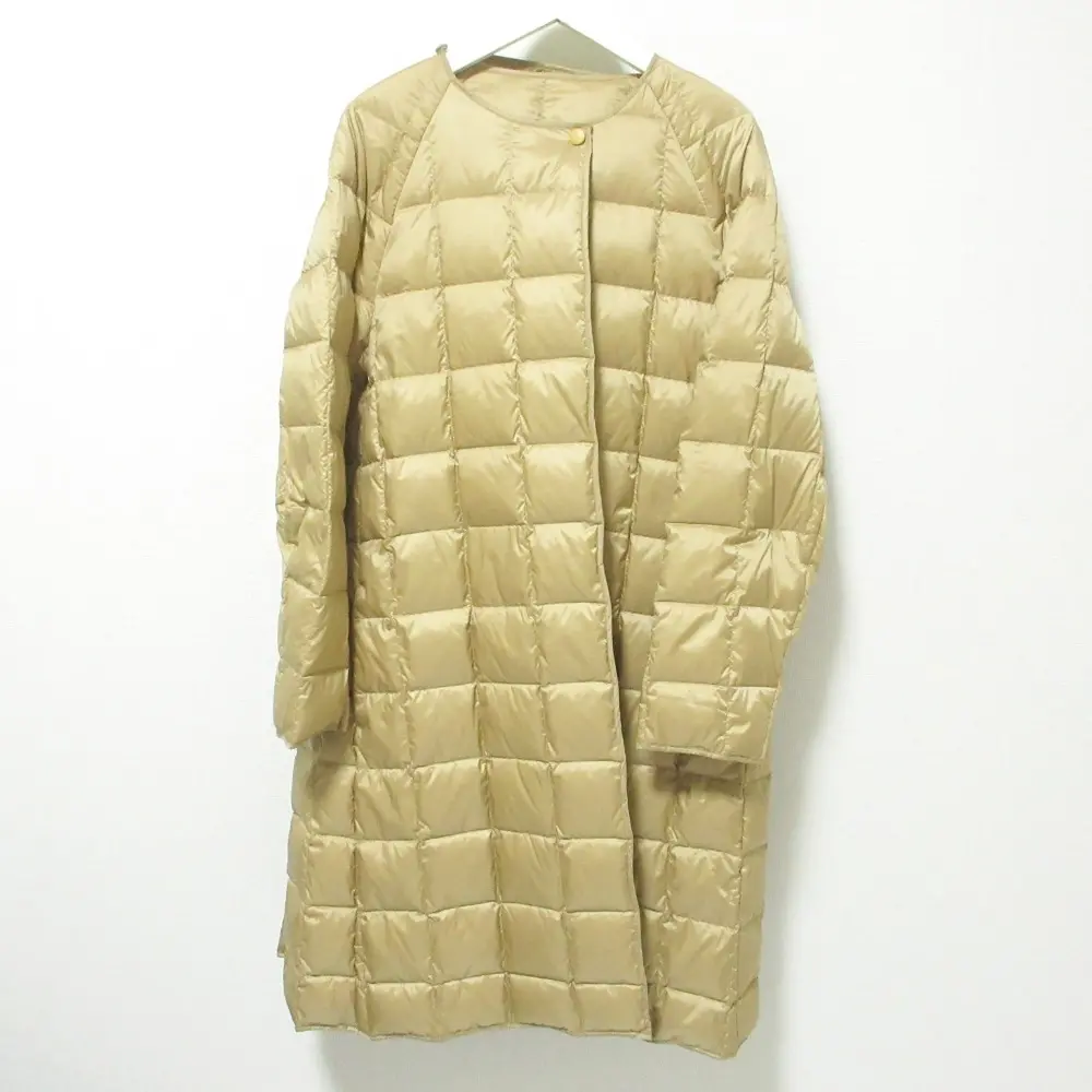 20AW Theory セオリー SCARF COAT ノーカラー マフラー付き ノーカラーダウンコート ダウンジャケット P ベージュ