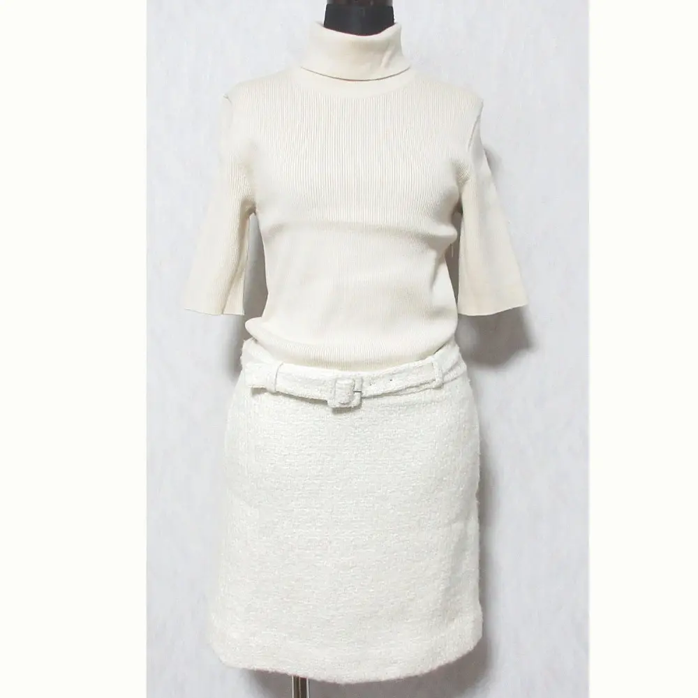 Theory セオリー BELLE TWEED KNIT COMBO DRESS ハーフスリーブ ツイード ニット コンビワンピース S ベージュ オフホワイト