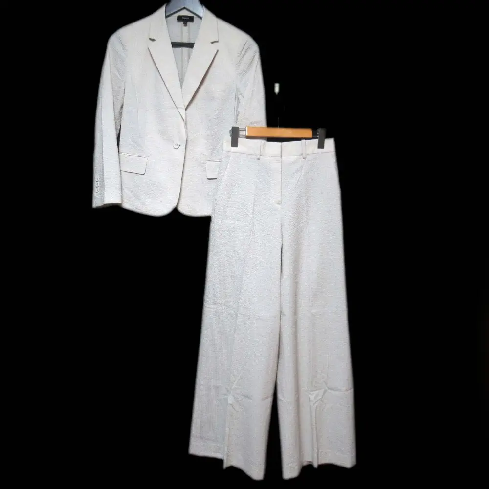 23SS Theory セオリー SEER SUIT シアサッカー テーラードジャケット+ワイドパンツ セットアップ スーツ ベージュ
