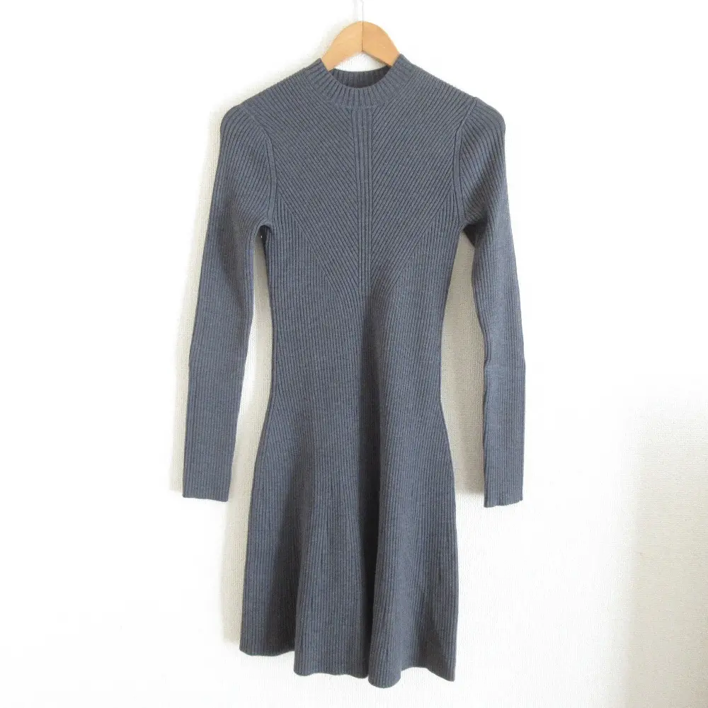 Theory セオリー IMPERIAL WOOL MOVING RIB DRESS 長袖 ひざ丈 リブニットワンピース ドレス S グレー
