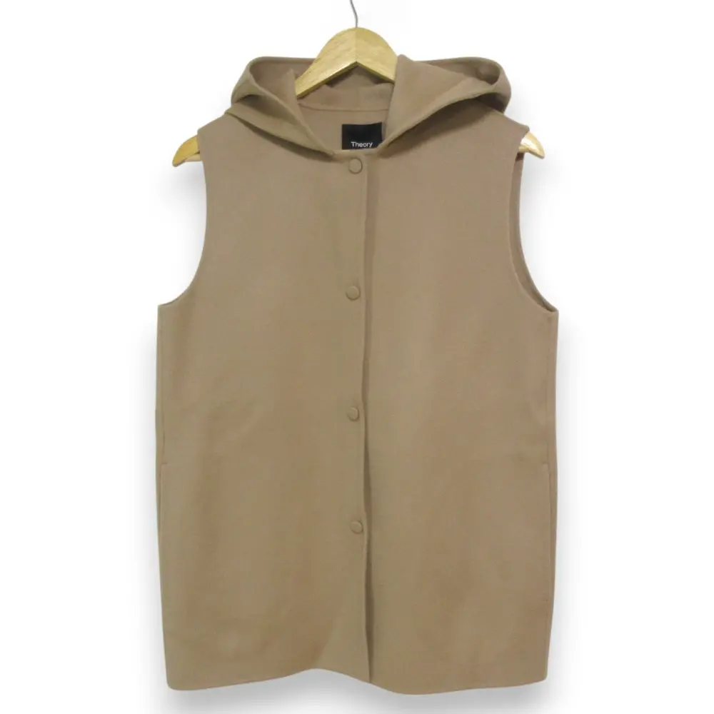 23AW Theory セオリー NEW DIVIDE GC CLAIRENE VEST DF ウール×カシミヤ フード付きベスト ジレ Sサイズ ベージュ