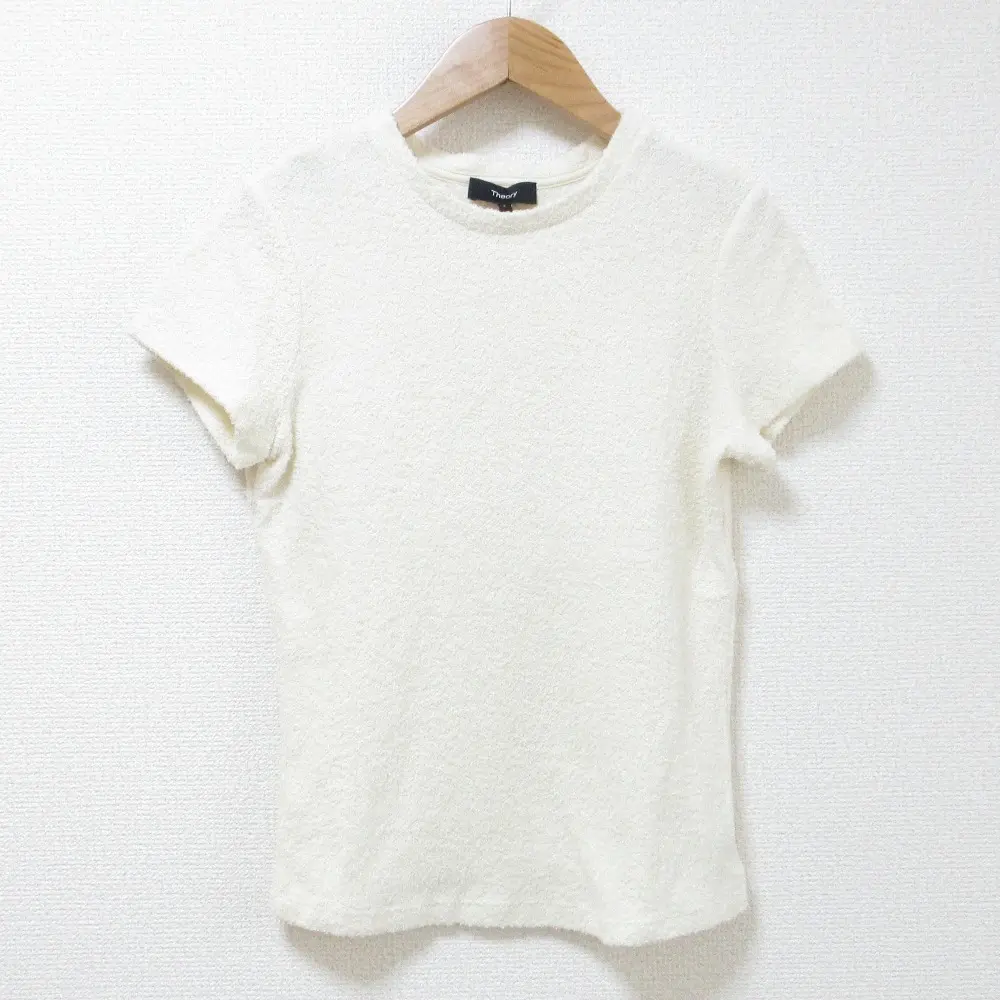 24SS theory セオリー BOUCLE JERSEY TINY TEE 2 ショートスリーブ クルーネック ブークレ カットソー Tシャツ S オフホワイト