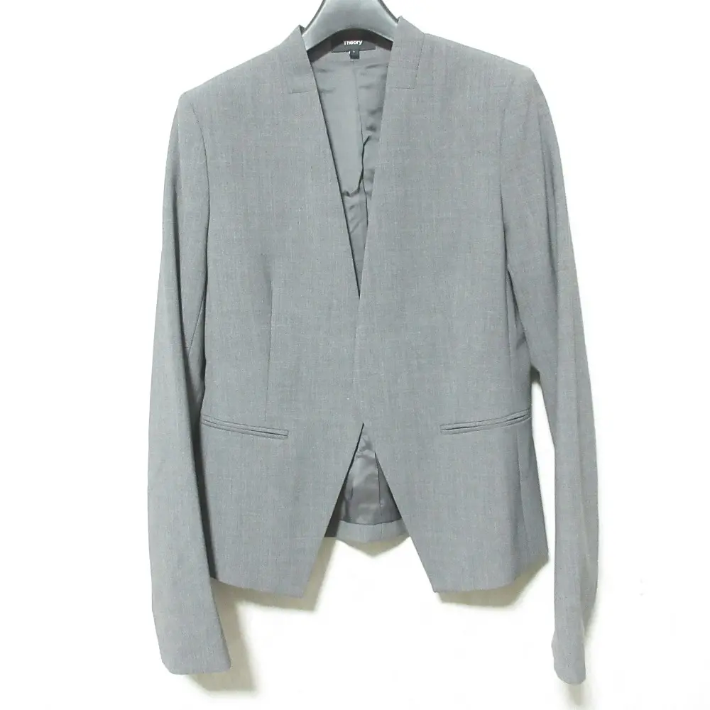 Theory セオリー TAILOR LANAI ストレッチ ノーカラージャケット 01-9904219 2 グレー