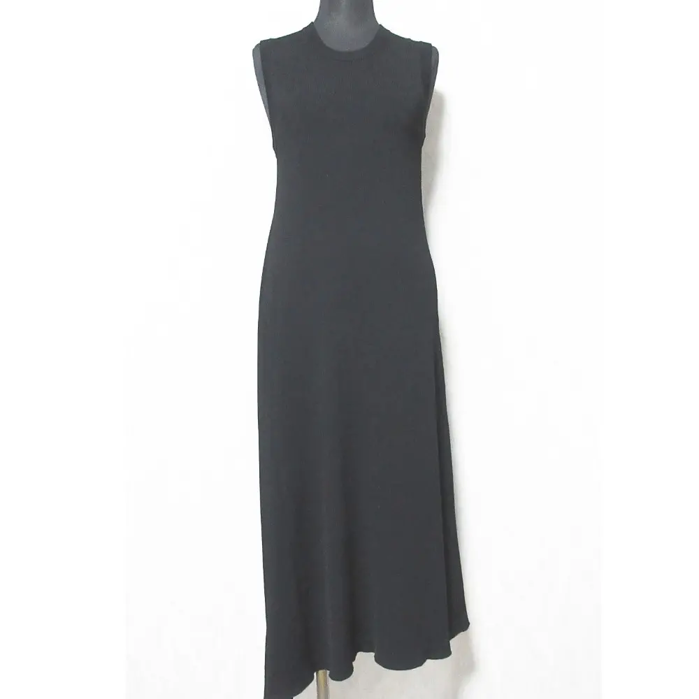 Theory セオリー CREPE KNIT ASYM DR アシンメトリー ノースリーブ ロング マキシ丈 ニットワンピース 01-0205726 S ブラック