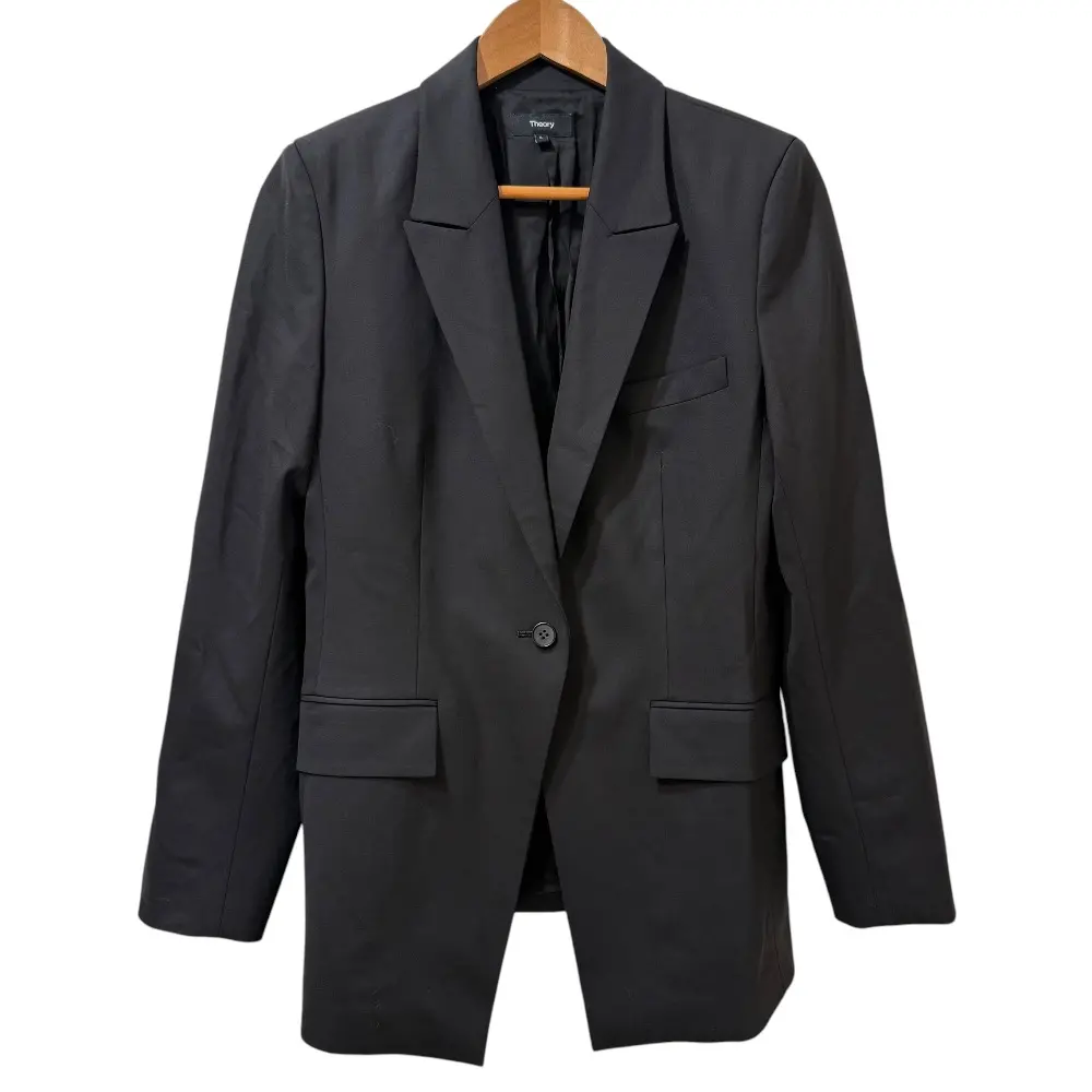 24SS Theory セオリー TRACEABLE WOOL ETIENNETTE B セミロング丈 テーラードジャケット 6 ブラック