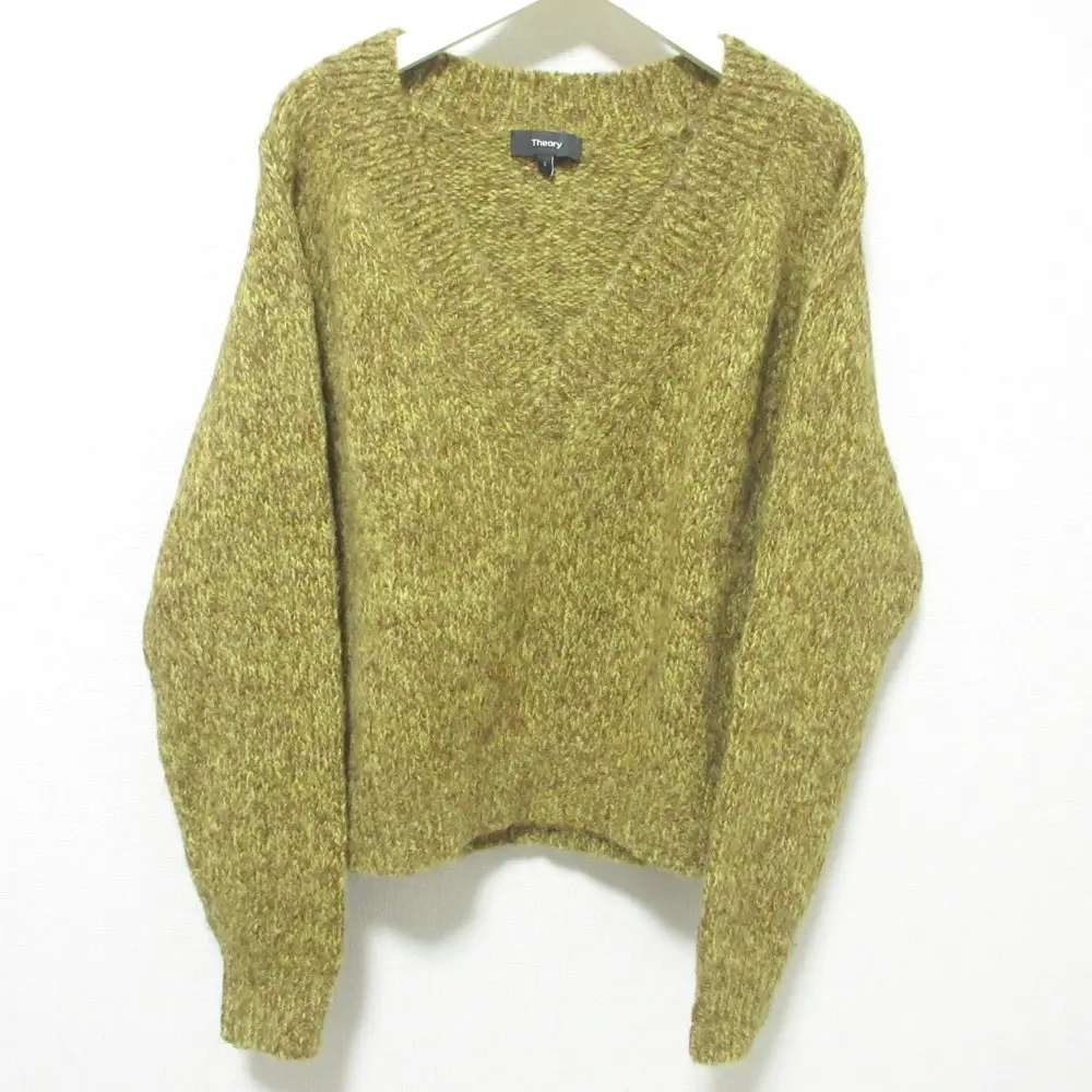 Theory セオリー AIRY ALPACA MARL VNECK アルパカ Vネック プルオーバー ニット セーター S マスタード