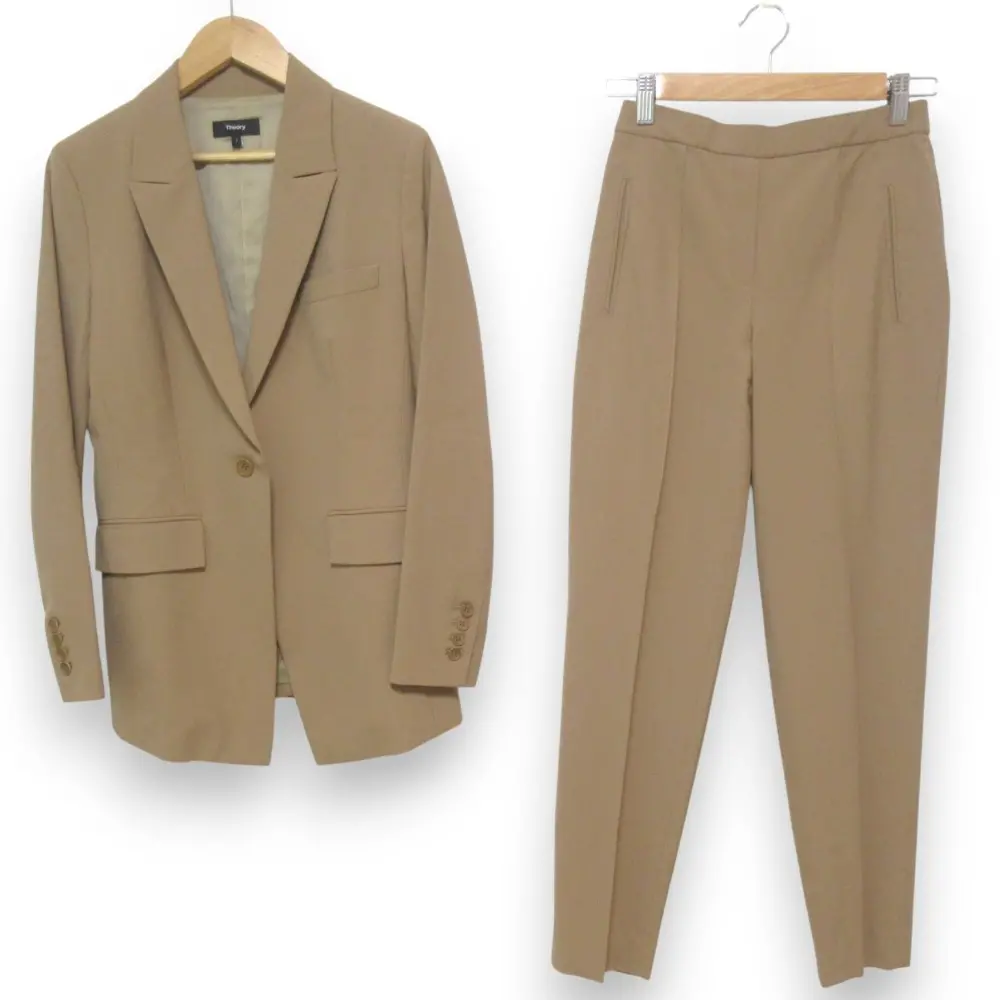 Theory セオリー TRACEABLE WOOL ストレッチ テーラードジャケット イージーパンツ スーツ セットアップ キャメル ブラウン