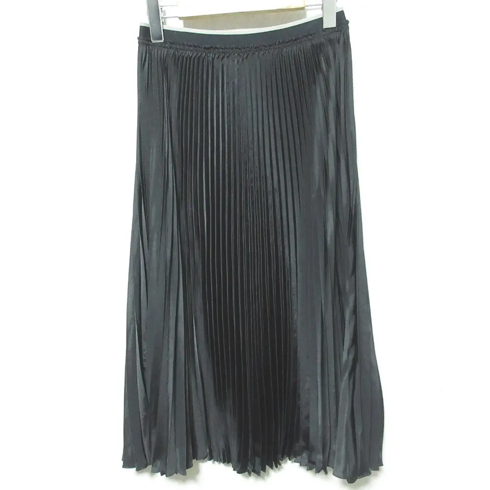 24AW Theory project セオリープロジェクト Crinkle Twill WSK301 ミモレ丈 イージー プリーツスカート 14-4307003 S ブラック