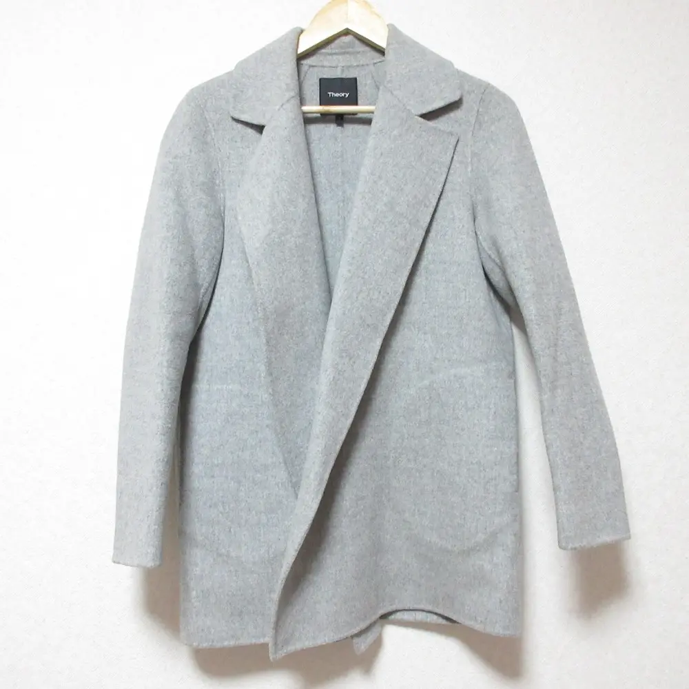 Theory セオリー NEW DIVIDE CLAIRENE カシミヤブレンド ダブルフェイス ミドル ニット ジャケット カーディガン S グレー