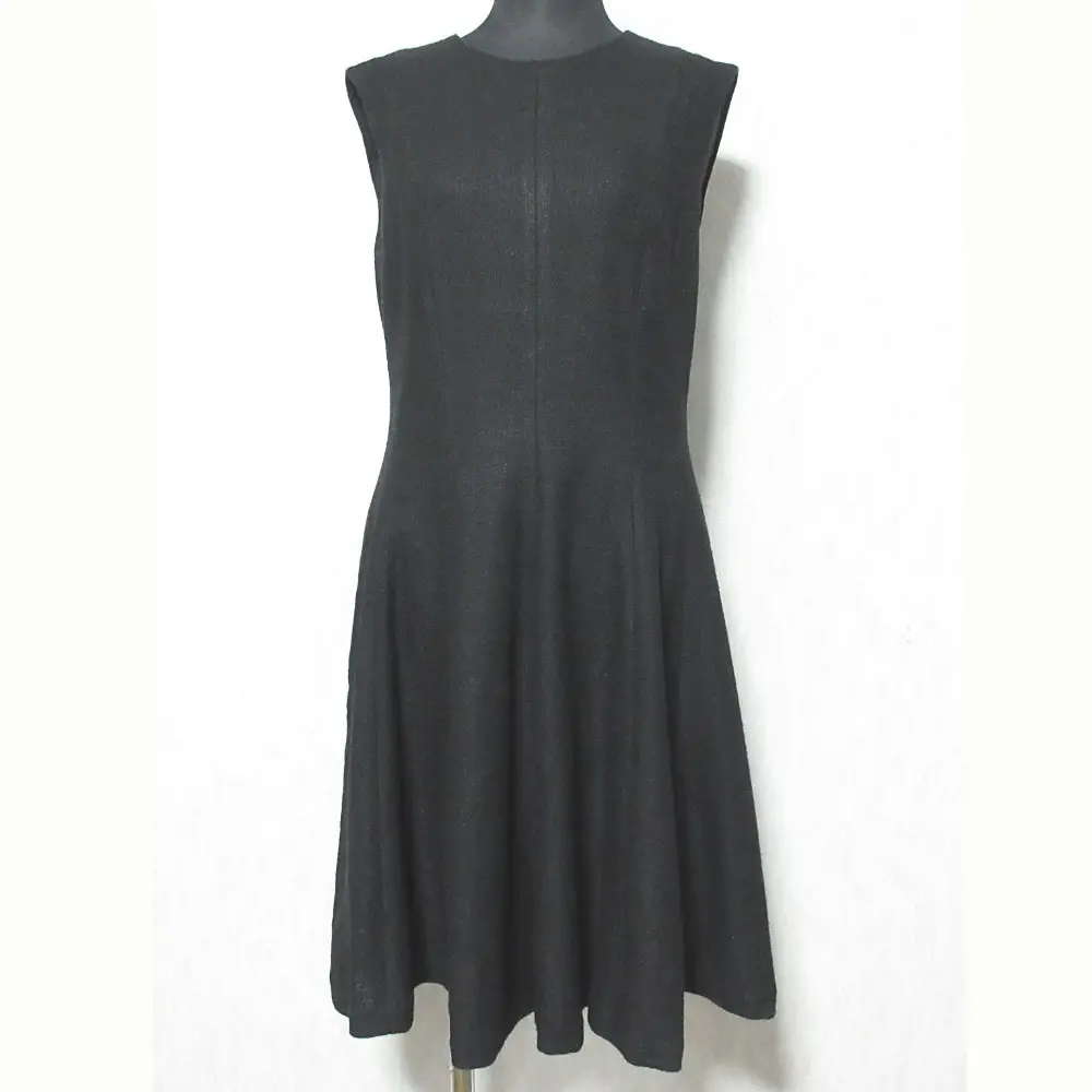 Theory セオリー SL.PEPLUM.DR CANVAS.TWEED キャンバスツイード ノースリーブ ひざ丈 フレアワンピース 2 ブラック