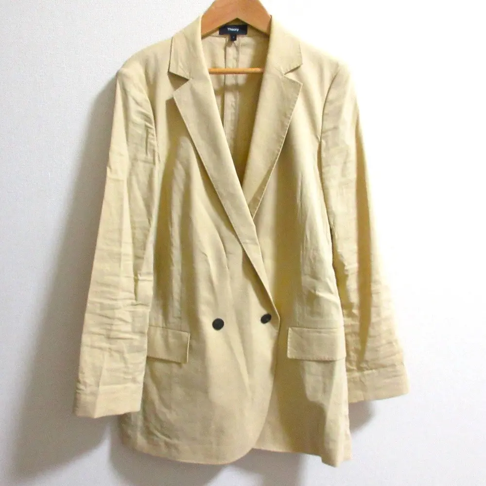 22SS theory セオリー Eco Crunch Wash DB Boy JKT ダブルブレスト テーラードジャケット 01-2104108 サイズ2 ベージュ