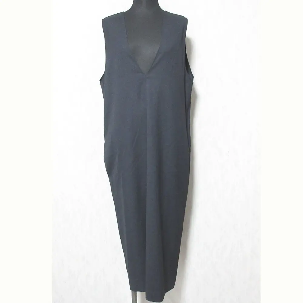 22SS Theory セオリー BOSHELL V NECK DR ジャンパースカート ロングワンピース サイズS ブラック
