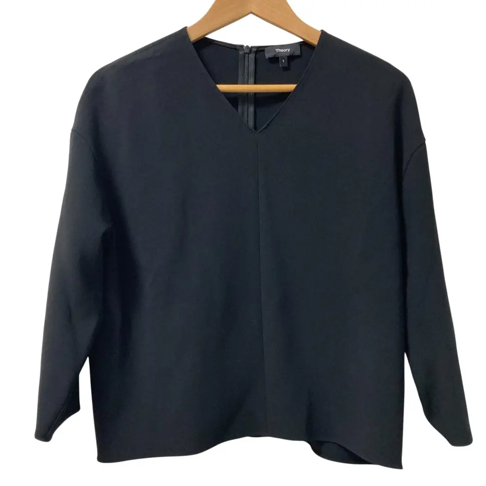 24SS Theory セオリー ADMIRAL CREPE ROUND VNK TOP Vネックカットソー サイズS ブラック