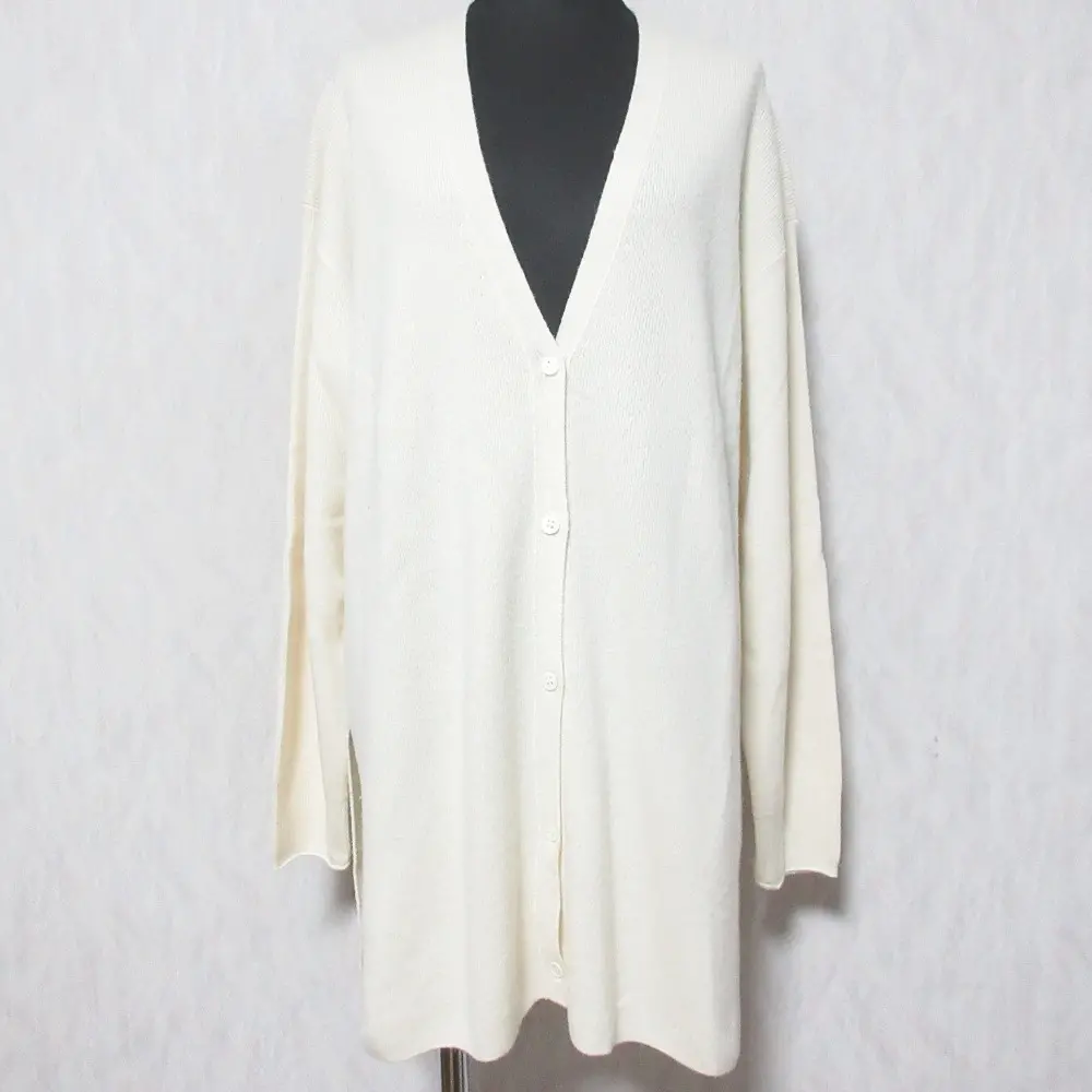 21AW Theory セオリー MERCER WOOL CASH STRAIGHT CARDI カシミヤブレンド Vネック ニットカーディガン S アイボリー