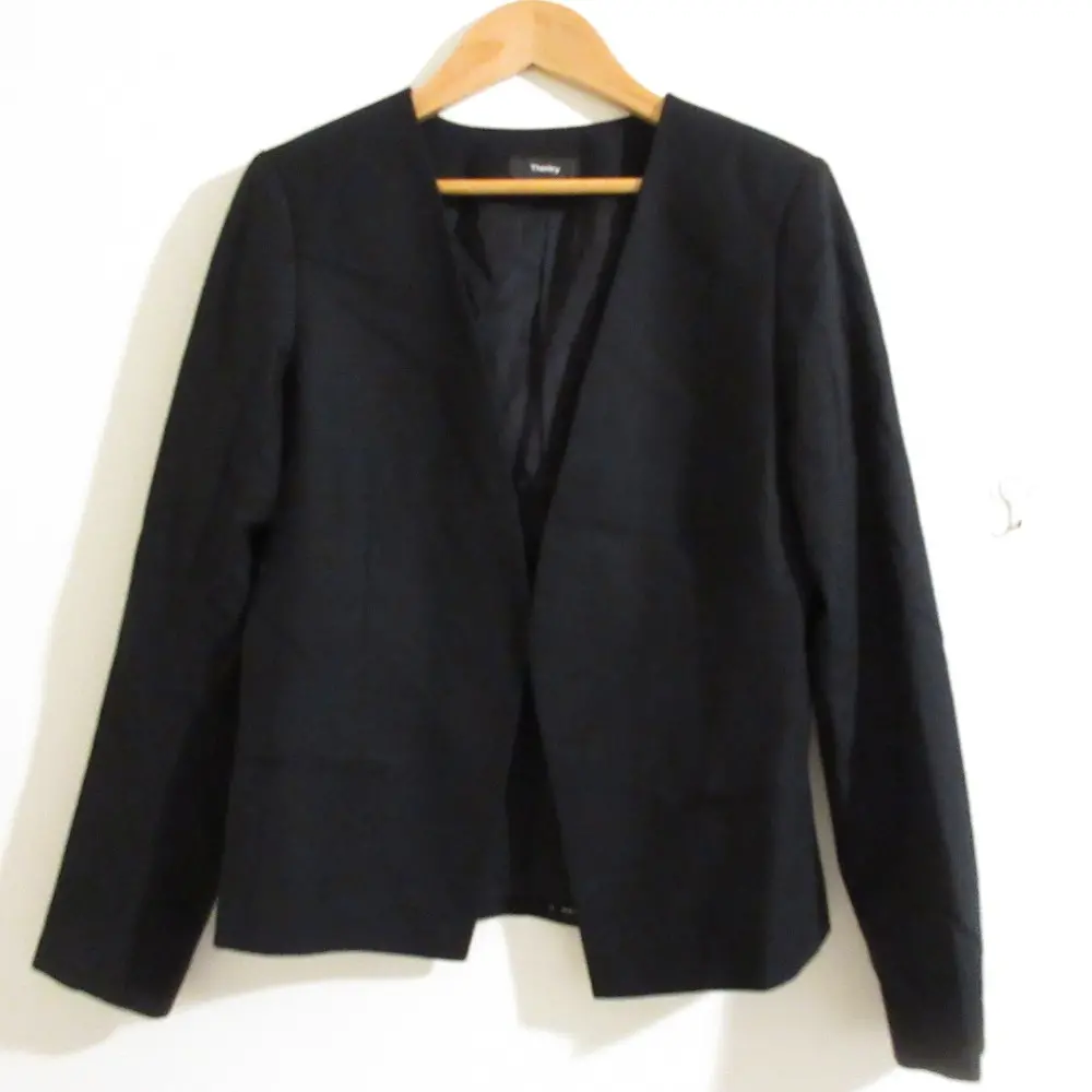 Theory セオリー LIGHT SAXONY BENEFIELD FL. ストレッチ ノーカラージャケット 0 ネイビー