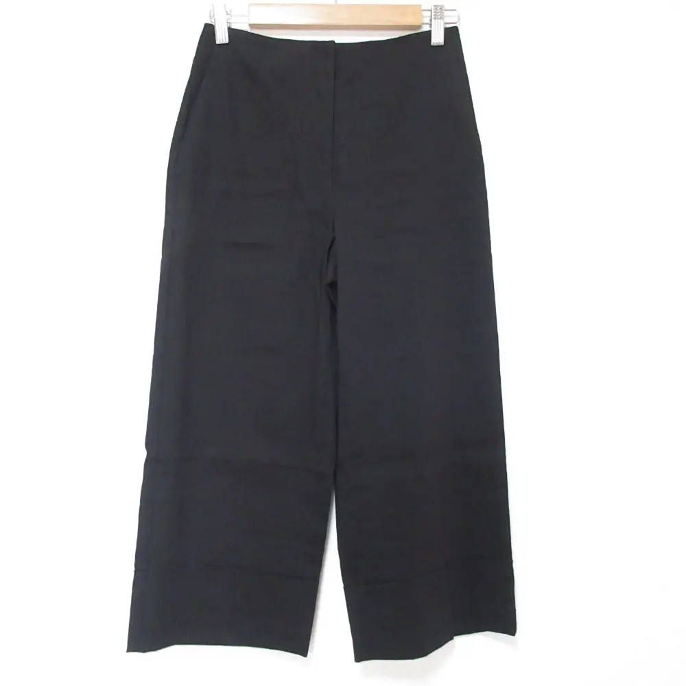 24SS Theory セオリー GOOD CRUNCH W CUFF PANT C ストレッチ リネン クロップドパンツ スラックス 00 ブラック