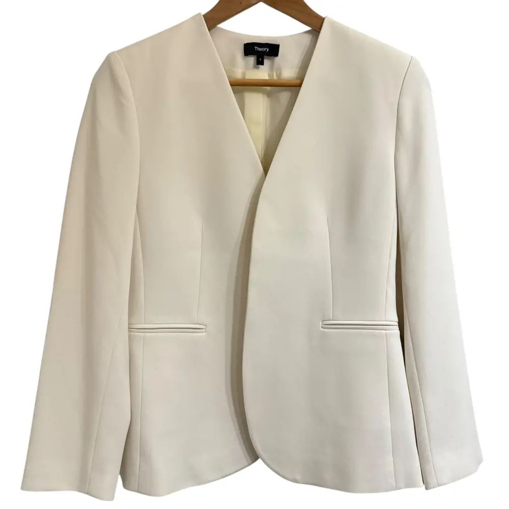 23AW Theory セオリー ADMIRAL CREPE LINDRAYIA B ノーカラージャケット サイズ2 アイボリー