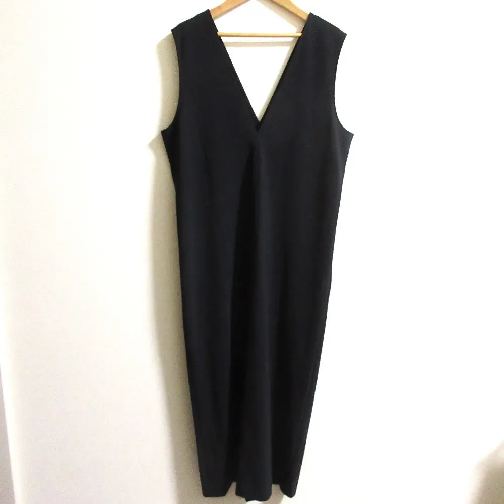 22SS theory セオリー PRECISION PONTE2 V NECK DR L ノースリーブ ワンピース サイズS ブラック