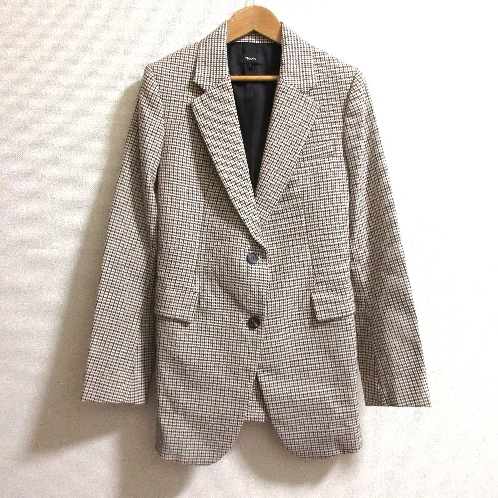 theory セオリー FREMONT PLAID SUPER CINCH BLAZER 千鳥格子 テーラードジャケット サイズ0 ベージュ