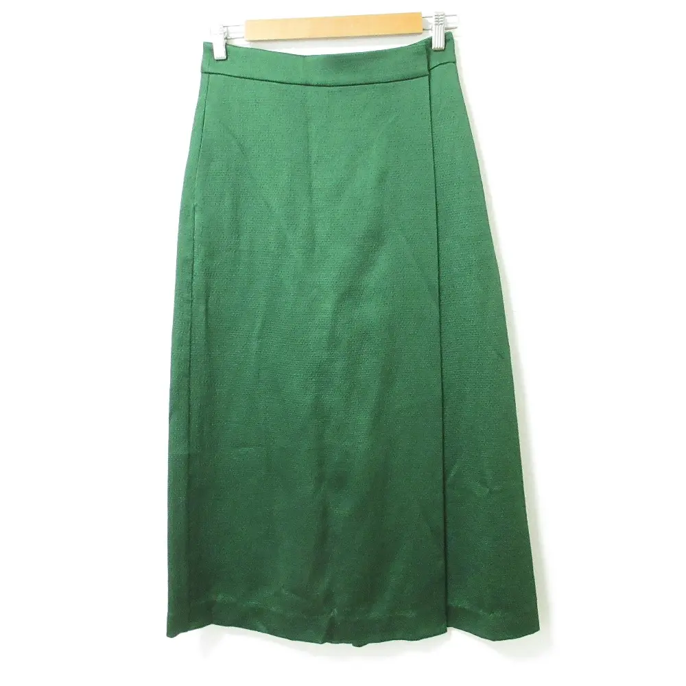 Theory セオリー HAMMERED ACETATE SKIRT PANT ラップ スカート ワイドパンツ サイズ2 グリーン