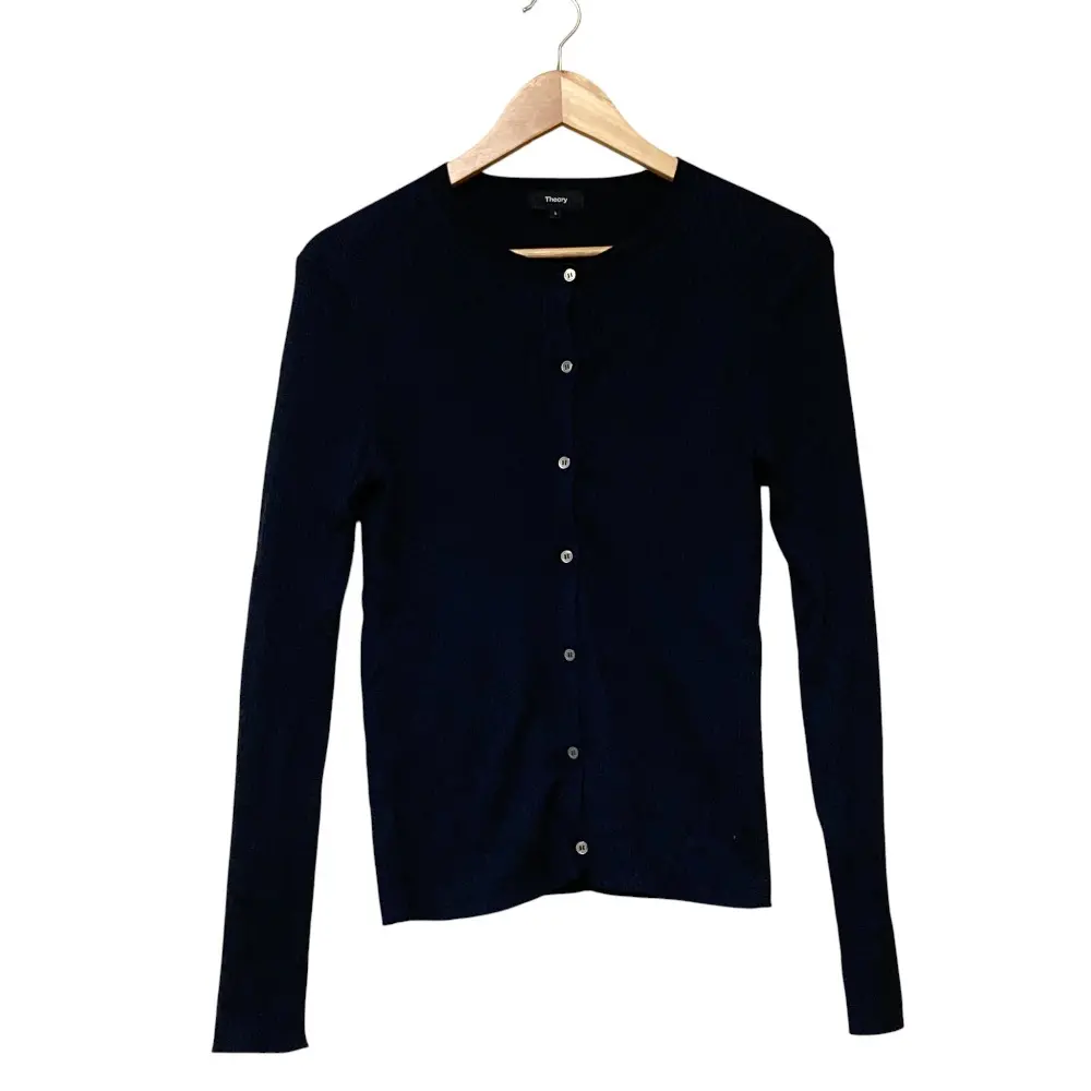 22SS Theory セオリー STEADY COTTON CREW NK CARDI クルーネック ニット カーディガン S ネイビー