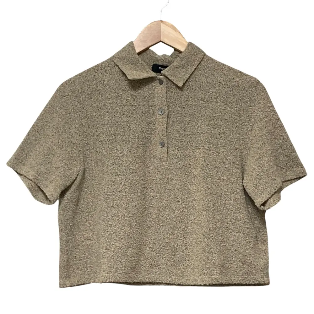 23SS Theory セオリー TWEED TERRY CROPPED POLO ショートスリーブ クロップド ポロシャツ カットソー S ベージュ