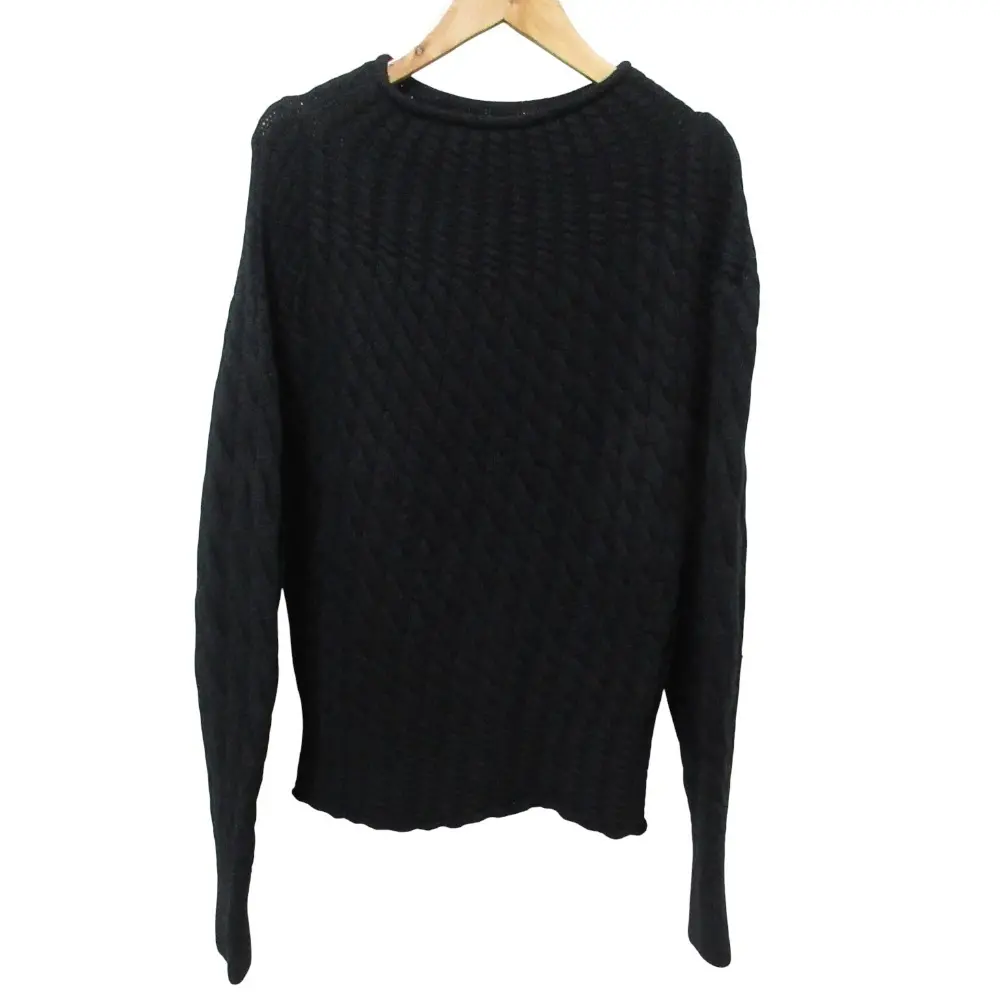 22AW Theory セオリー LANA CASH 2 SCULPTED T NK カシミアブレンド ケーブルニット セーター S ブラック