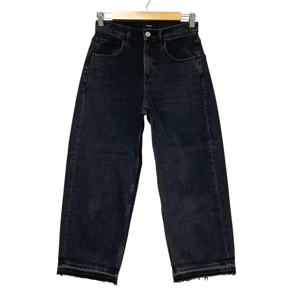 23AW theory セオリー New ST Denim BK Relax ST Jean FH カットオフ ワイド デニムパンツ ジーンズ W24 ブラック