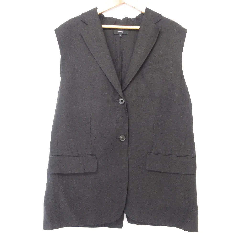 23SS Theory セオリー Galena Linen Boxy OS Vest リネン100％ テーラードカラー ベスト ジレ P/S ブラック