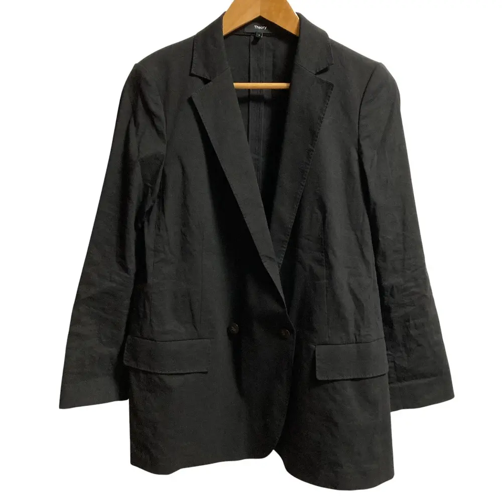 22SS Theory セオリー Eco Crunch Wash DB Boy JKT リネン ダブルブレスト テーラードジャケット サイズ2 ブラック