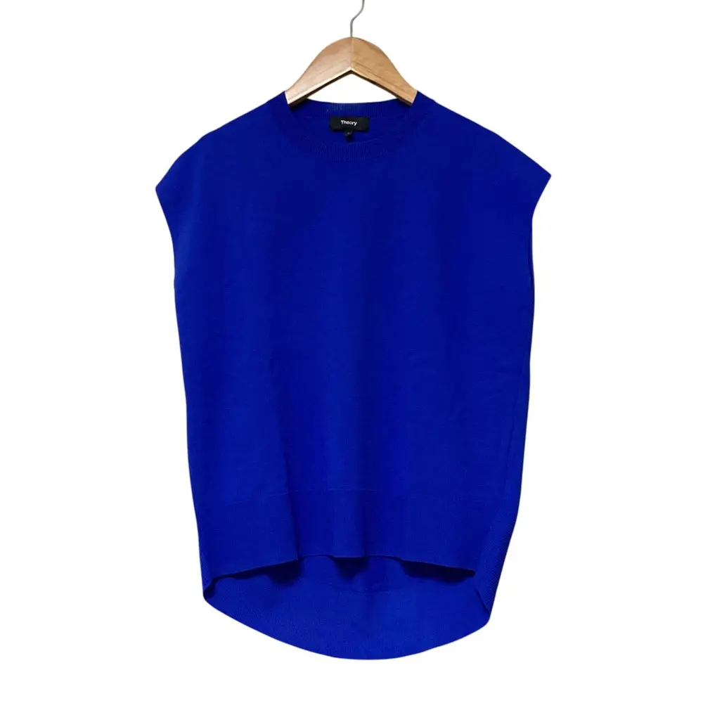 23SS Theory セオリー RP KNIT COCCON PO ノースリーブ コクーン ニット プルオーバー カットソー S ブルー