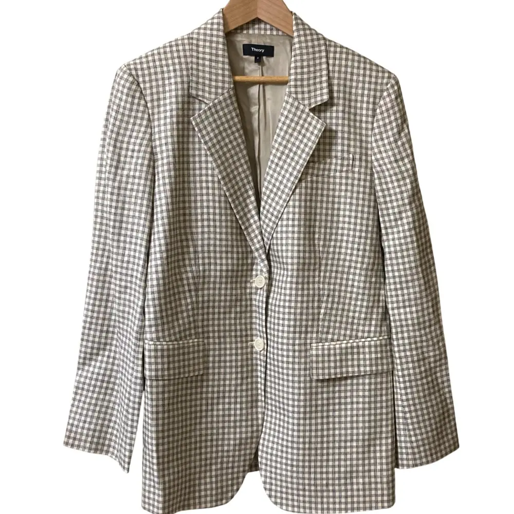 25SS Theory セオリー LINEAR CHECK OS ST BLAZER テーラードジャケット サイズ2 ベージュ