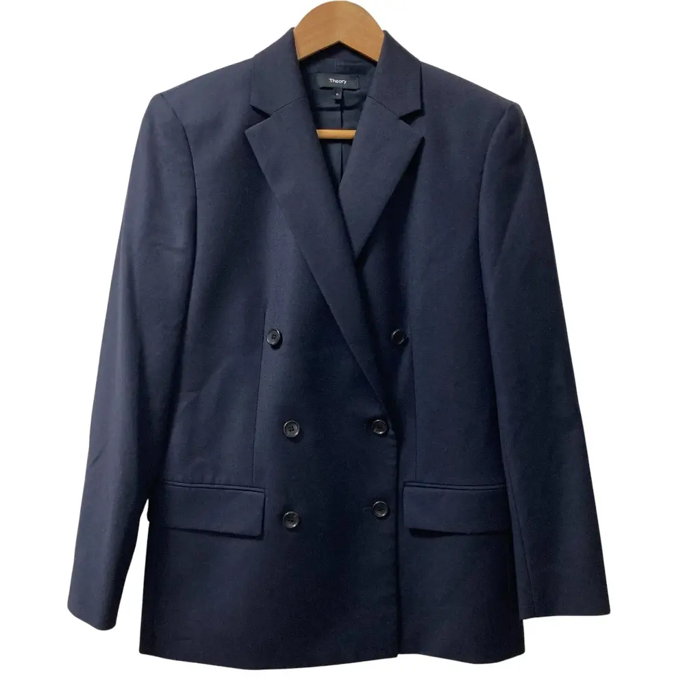 24AW theory セオリー SLEEK FLANNEL BOXY ダブルジャケット サイズ0 ネイビー