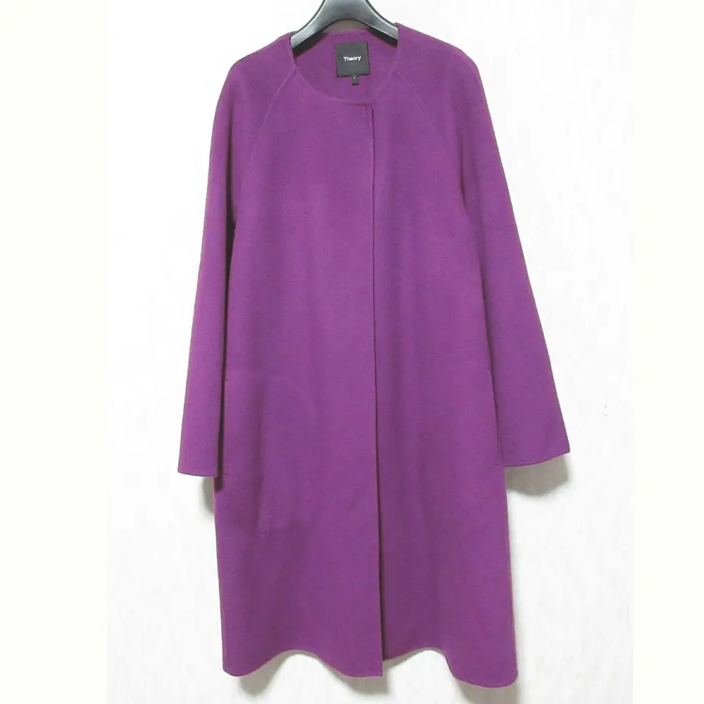 Theory セオリー NEW DIVIDE LUXE SCARF COAT カシミアブレンド ノーカラーコート 01-0409602 P パープル