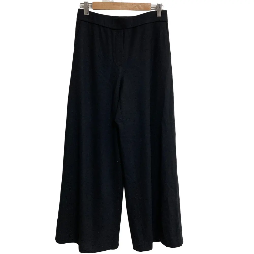 23AW Theory セオリー FINE SMOOTH JSY HW WIDE PO GD スムース ウール ワイドパンツ スラックス サイズS ブラック